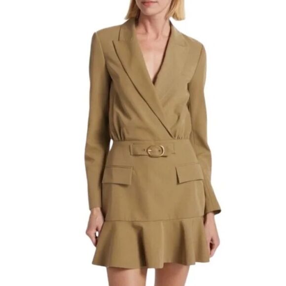 Derek Lam Tan Wrap Blazer Mini Dress | Size 6 - Picture 1 of 11